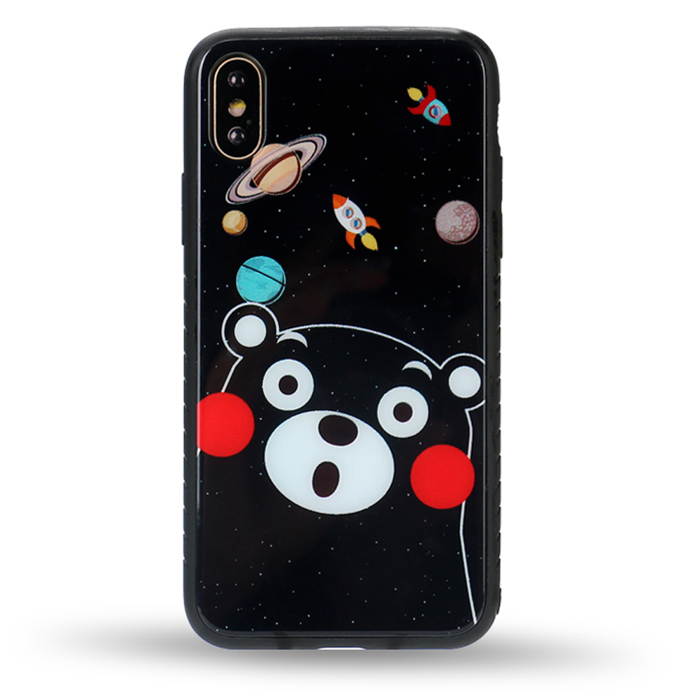 iPHONE XS / X Design Tempered Glass Hybrid Case (Space Bear)